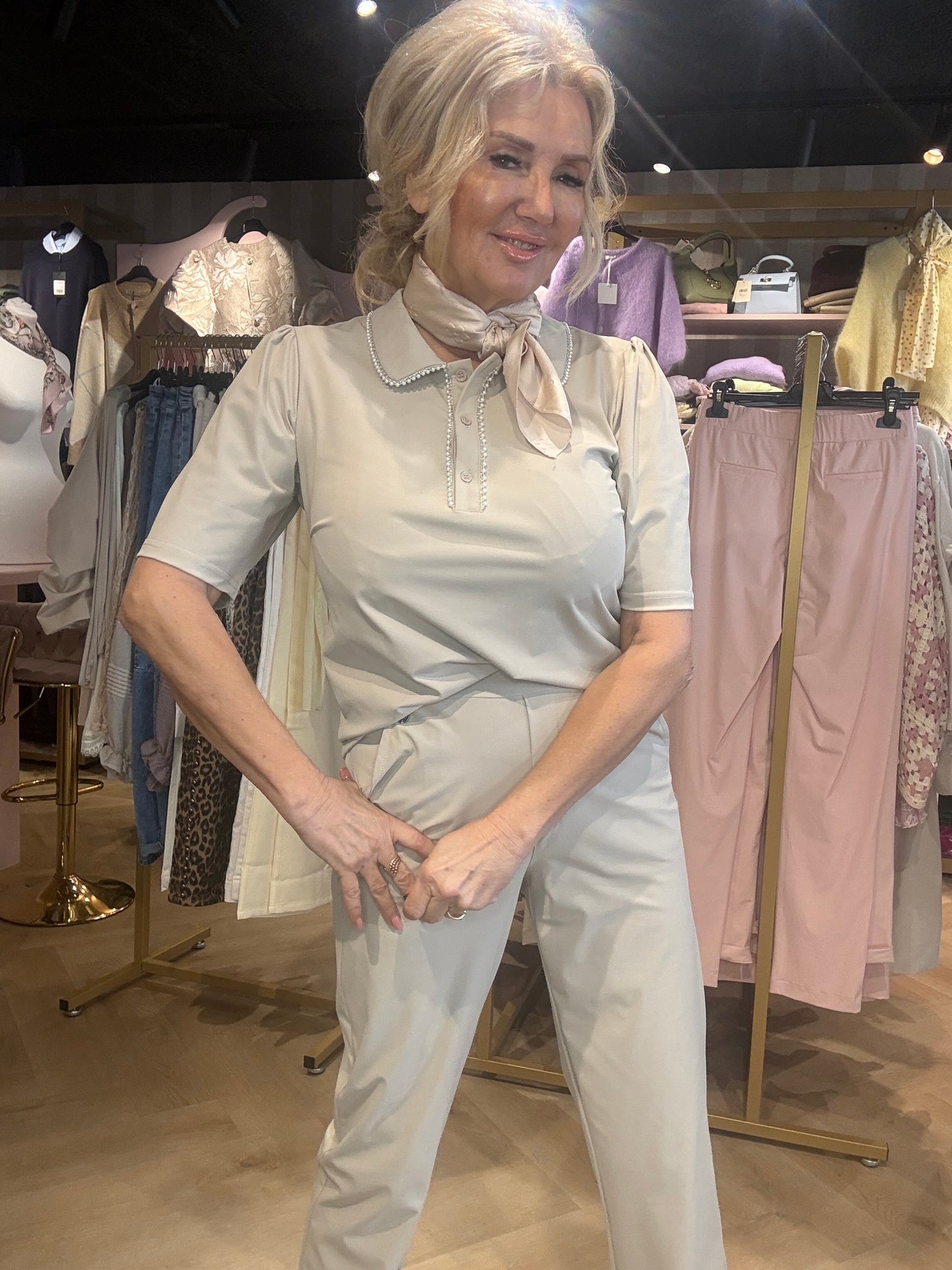 Triple Nine Top TP6941 Beige met Parels