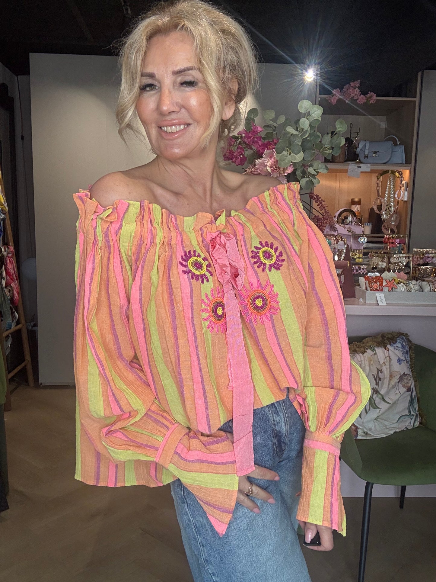 Blouse Off shoulder Orange