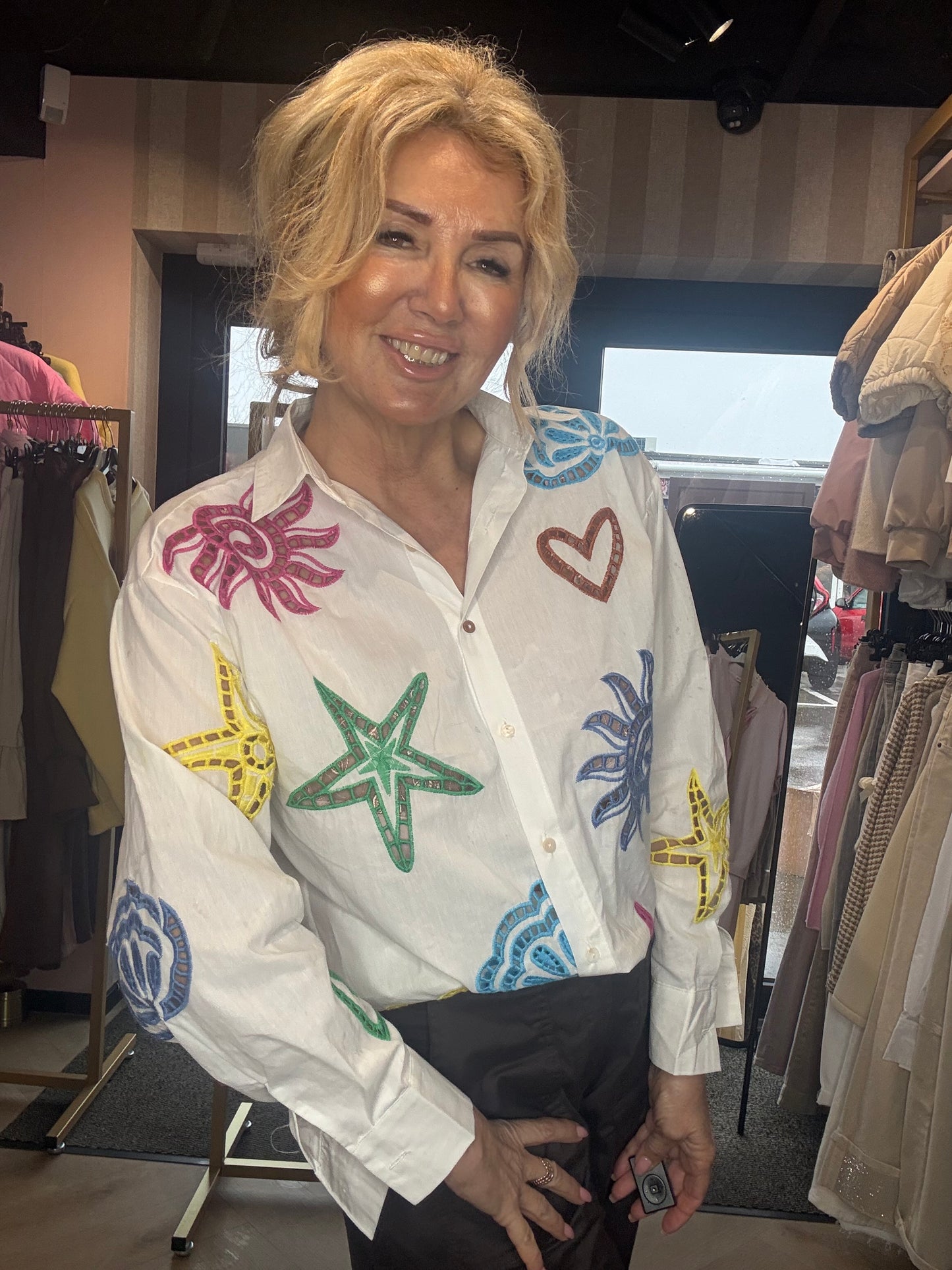 Blouse zee ster Embroidery Wit