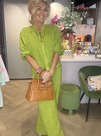 Bomber jasje linnen Matcha green