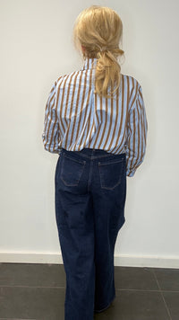 Jeans broek dark bleu overslag