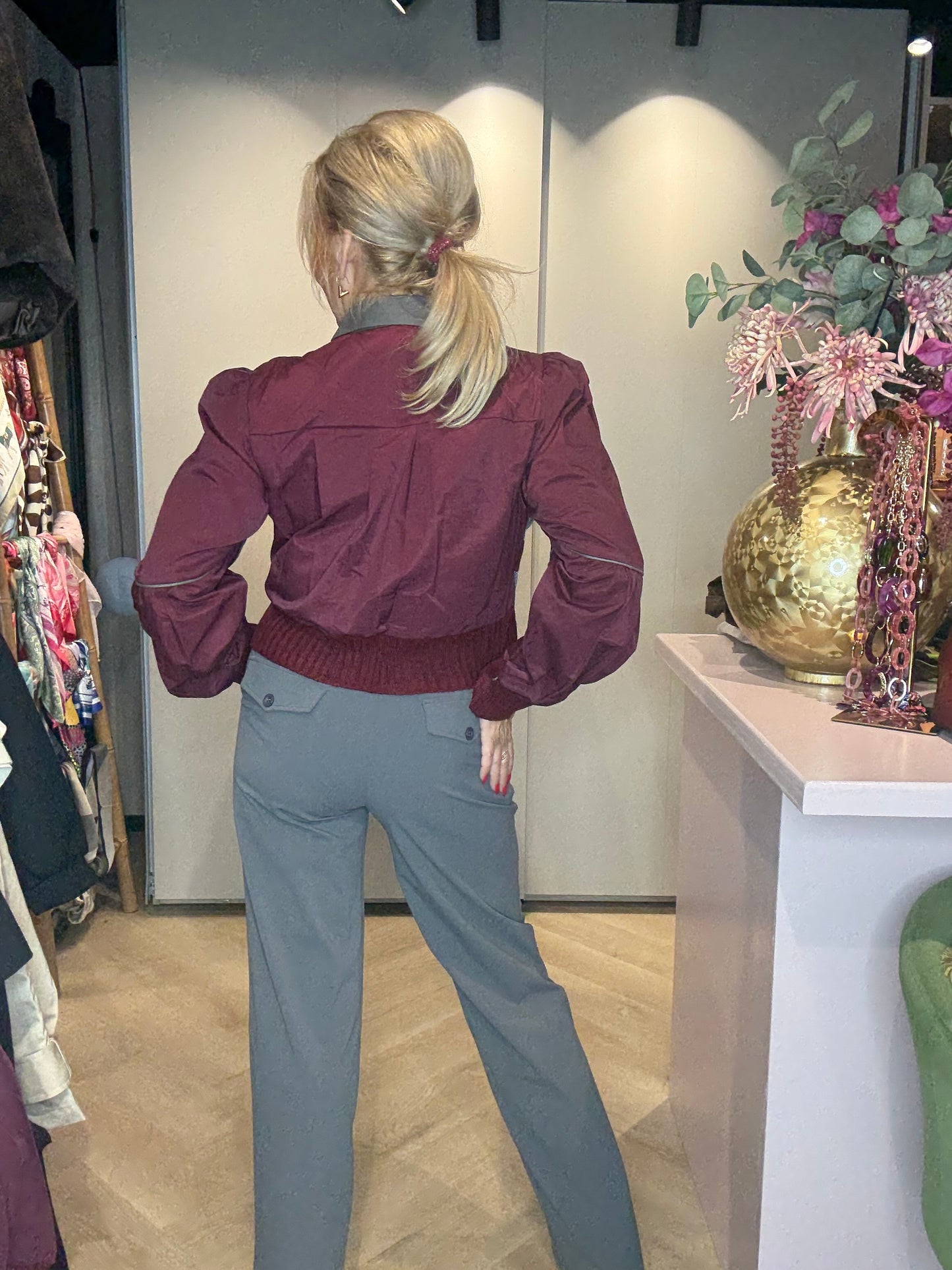 Vest/Truitje Stripe Bordeaux/Grijs