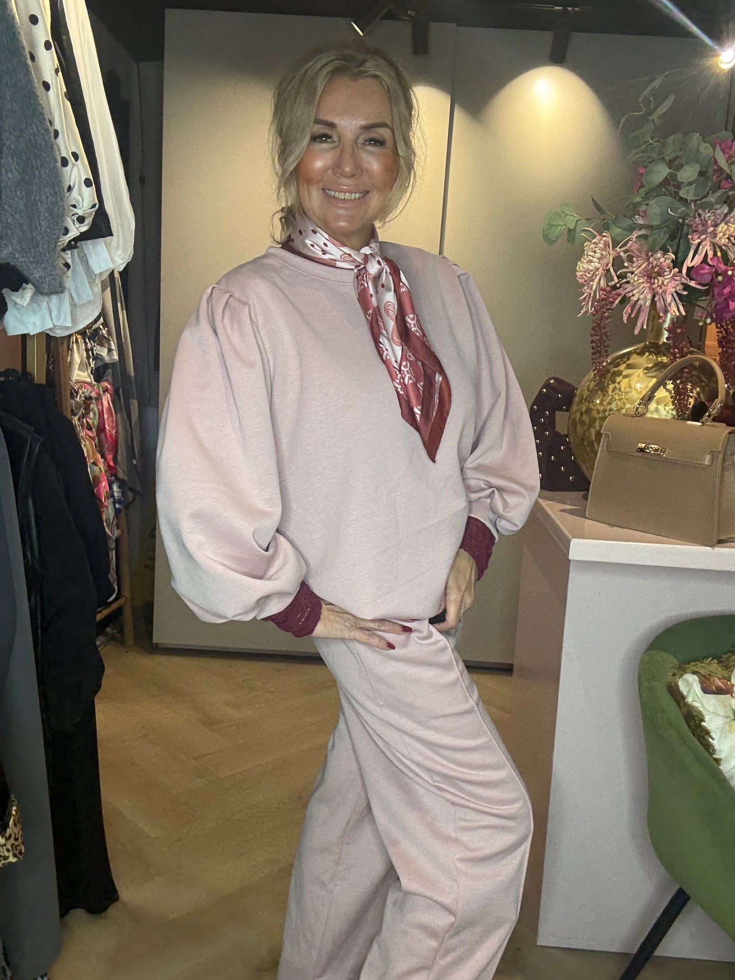 Comfy Pak Ballon mouw Poederrose