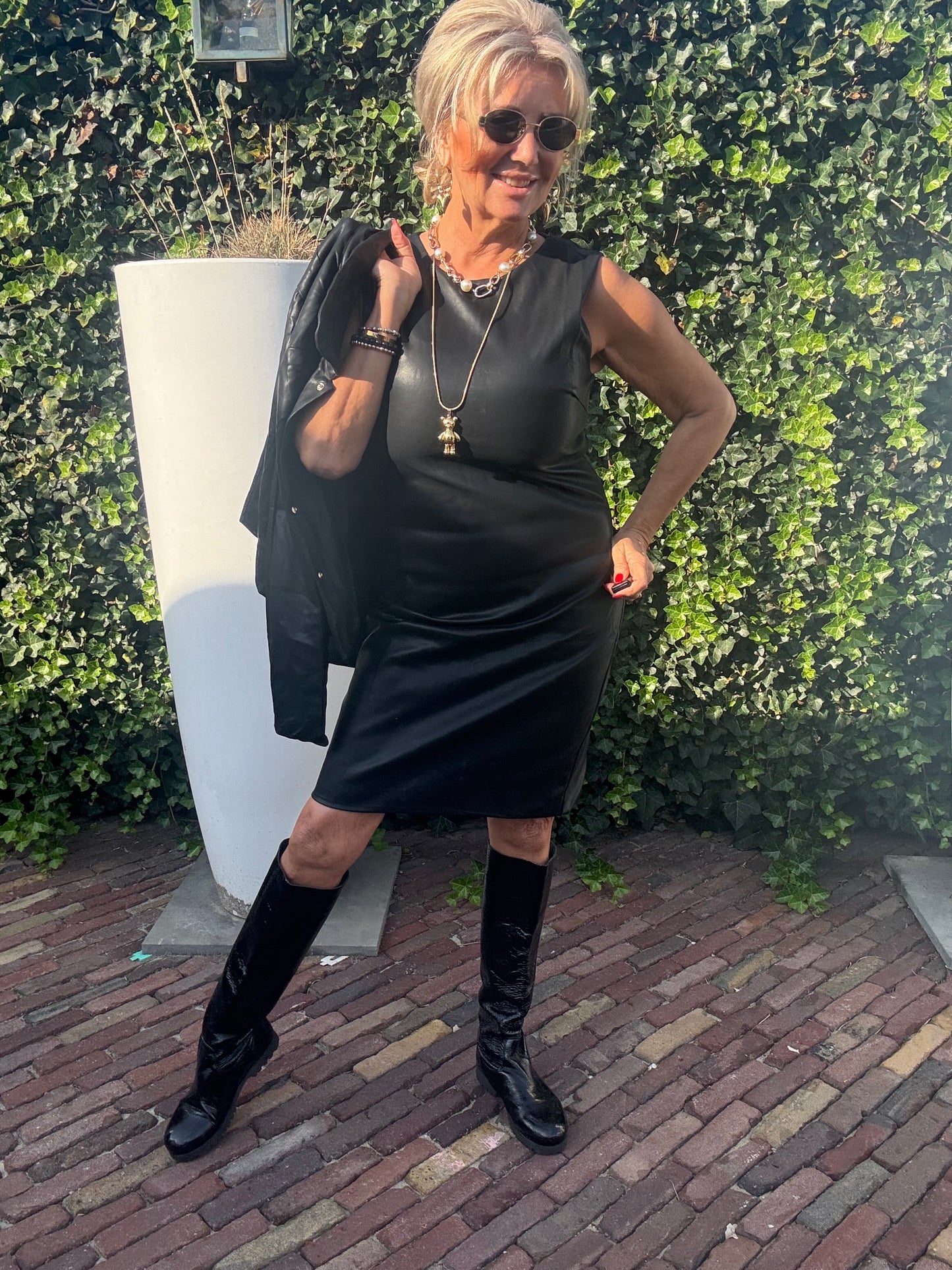 Dress Jill Puh Leatherlook Zwart