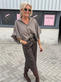 Bluse Emma pepita-rutete brun