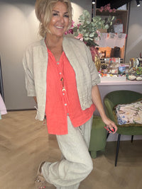 Bomber Jasje Linnen beige