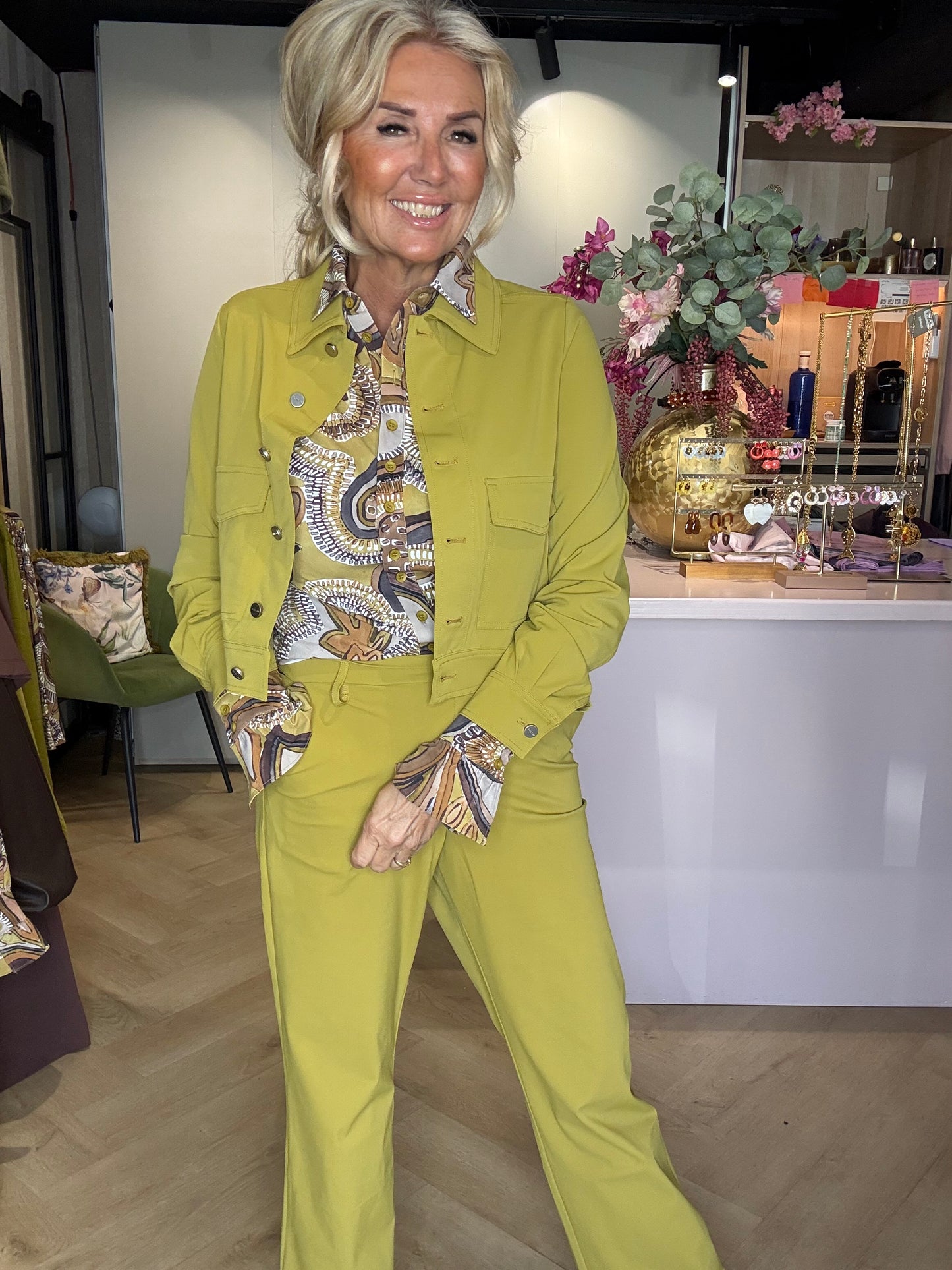 Mi Piace Jacket Cropped Olive Oil | MP202348