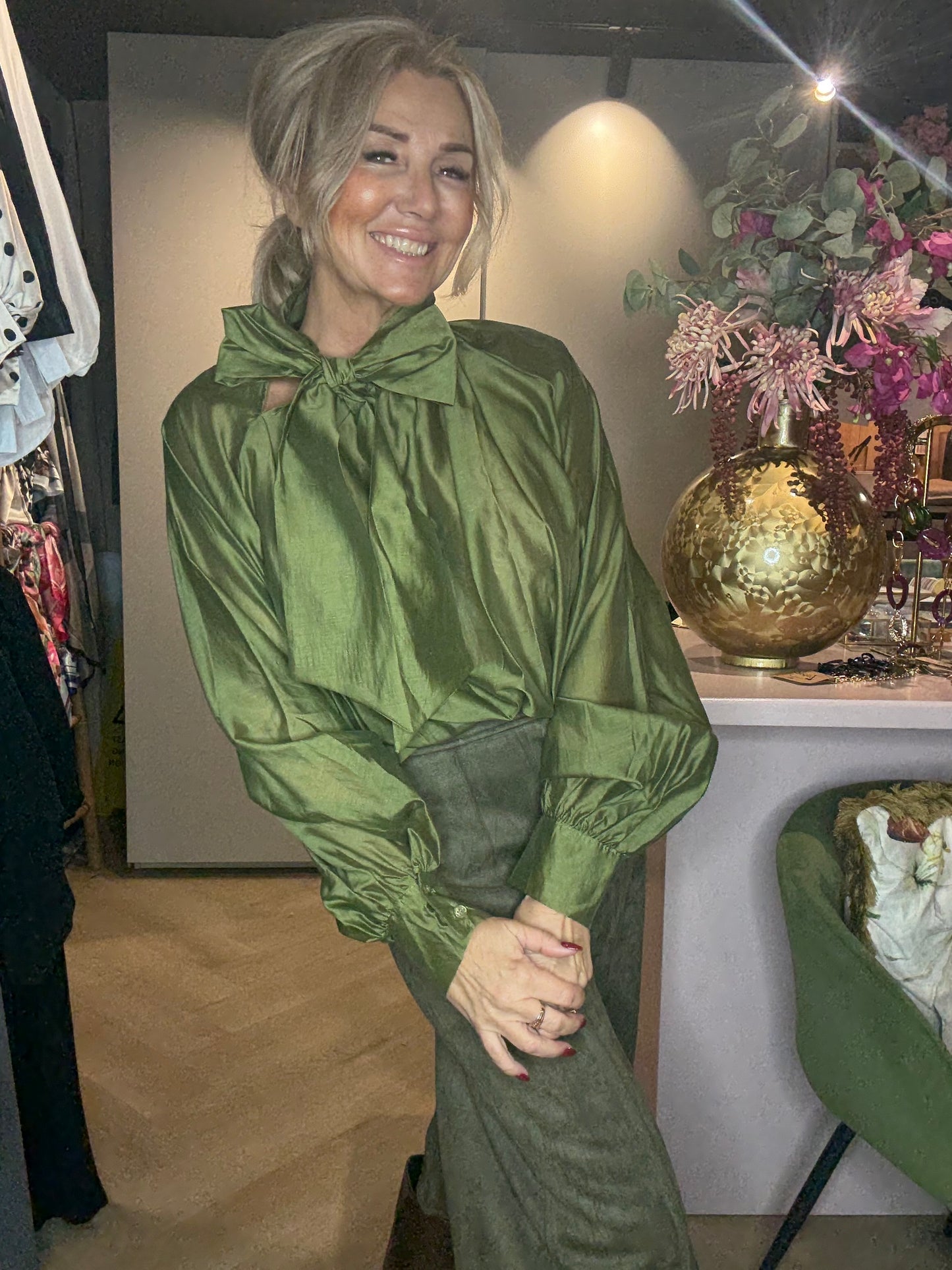 Blouse Matcha green Bow 👌