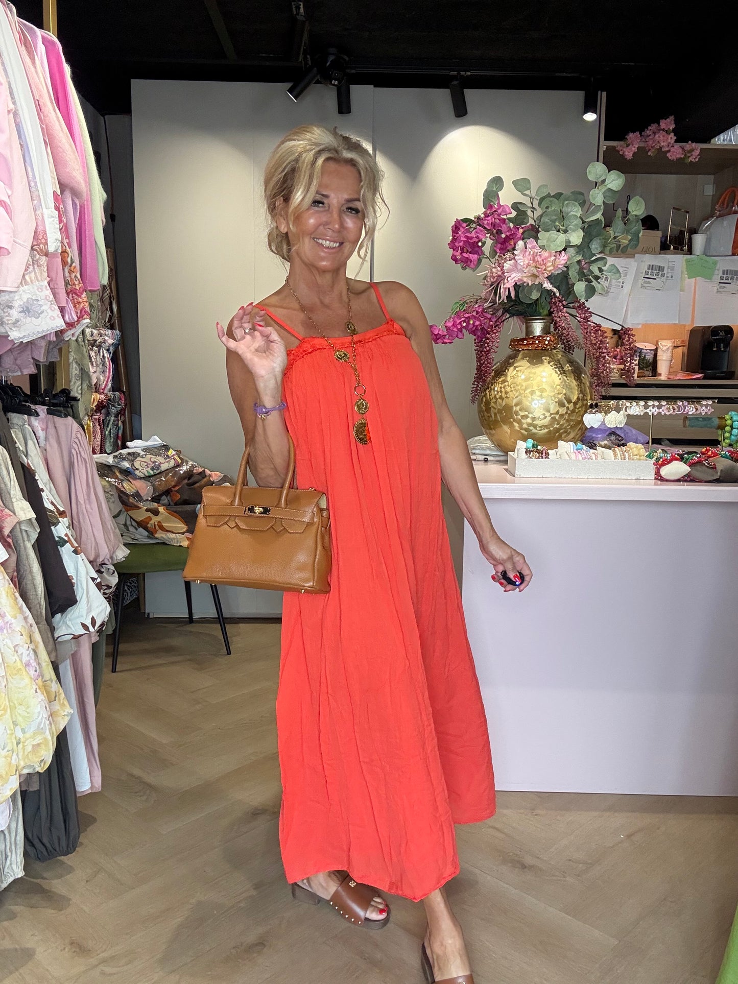 Mykonos coral dress