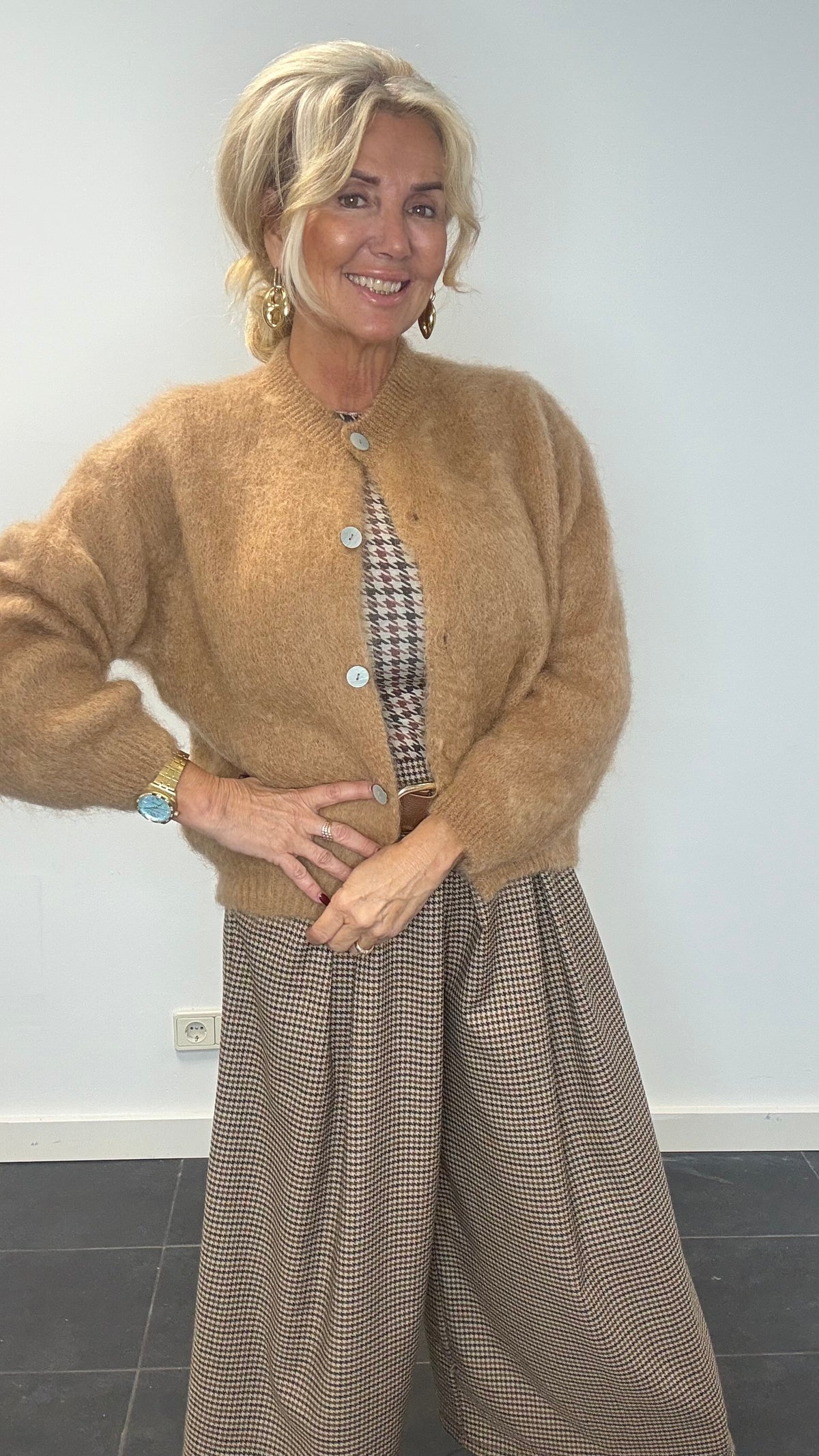 Top Pepita Ruit Cashmere