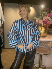 Blouse Bruin Streep Bow