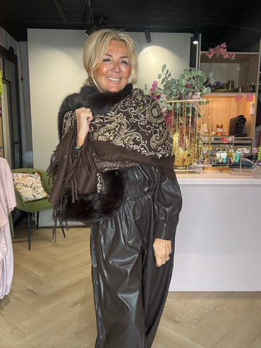 Shawl Dark brown Faux fur