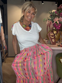 T Shirt Fiesta met Kralen Applicatie Wit