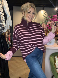 Trui het schippertje Bordeaux/ Rose