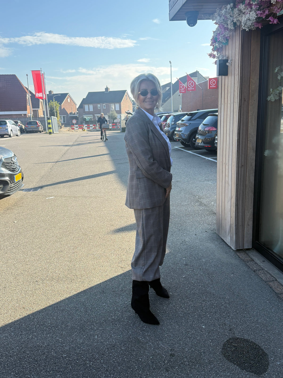 Broek Jill ballon grijs /Camel ruit