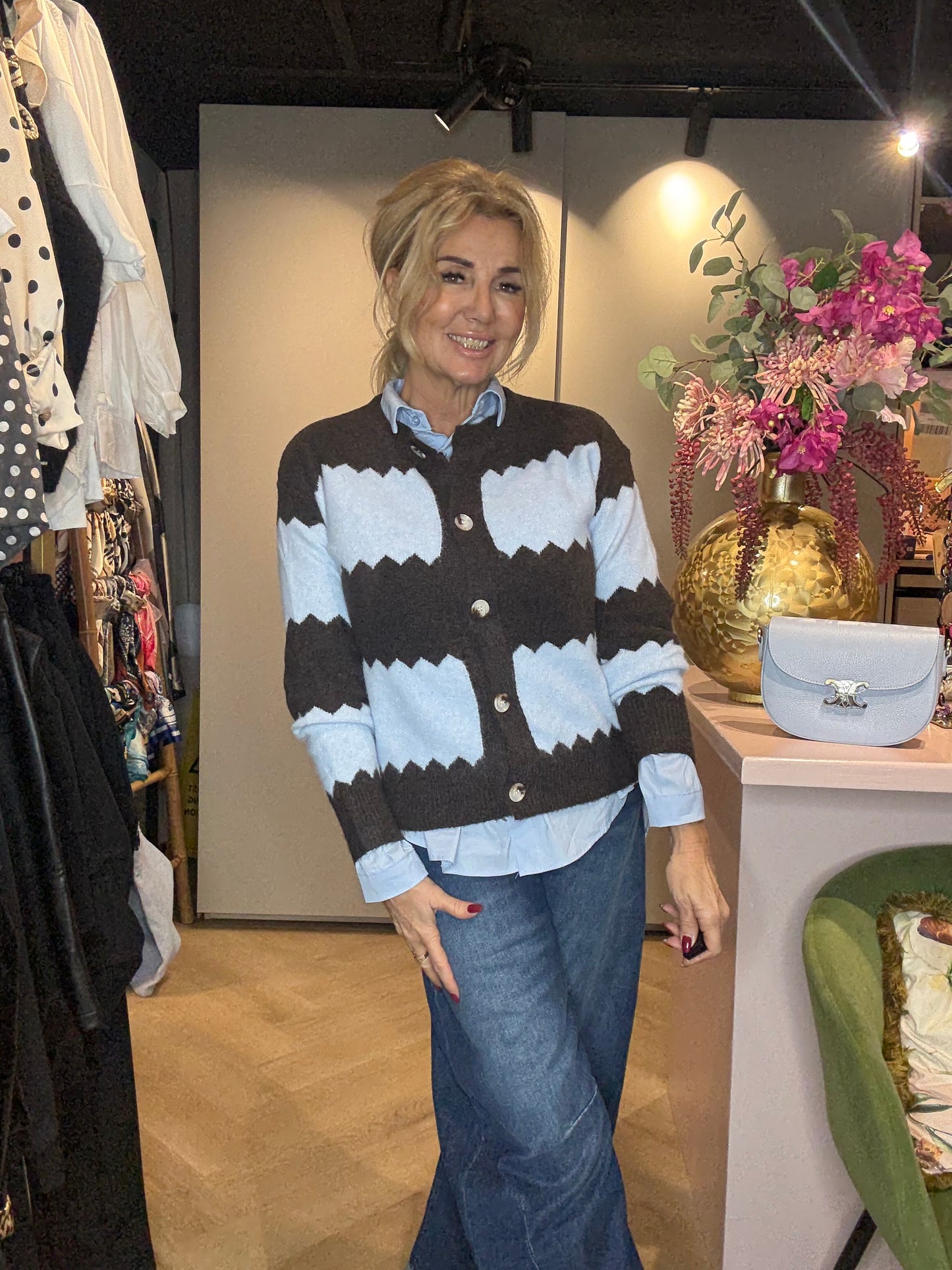 Vest Roos Zigzag blauw/ Bruin