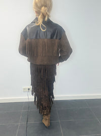 Veste / blouson marron en suédine avec franges Puh