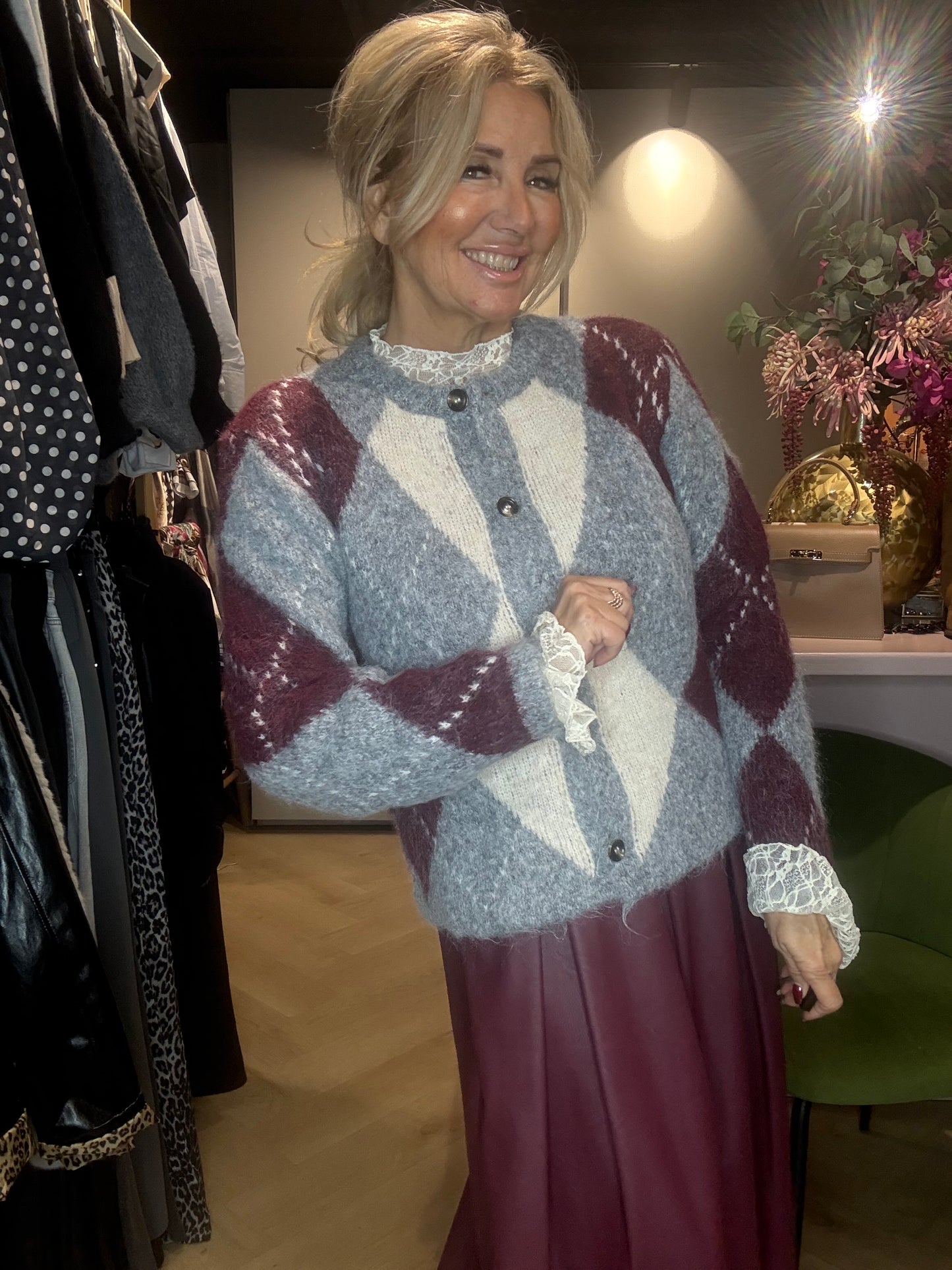 Vest Wiebertje Bordeaux Grijs