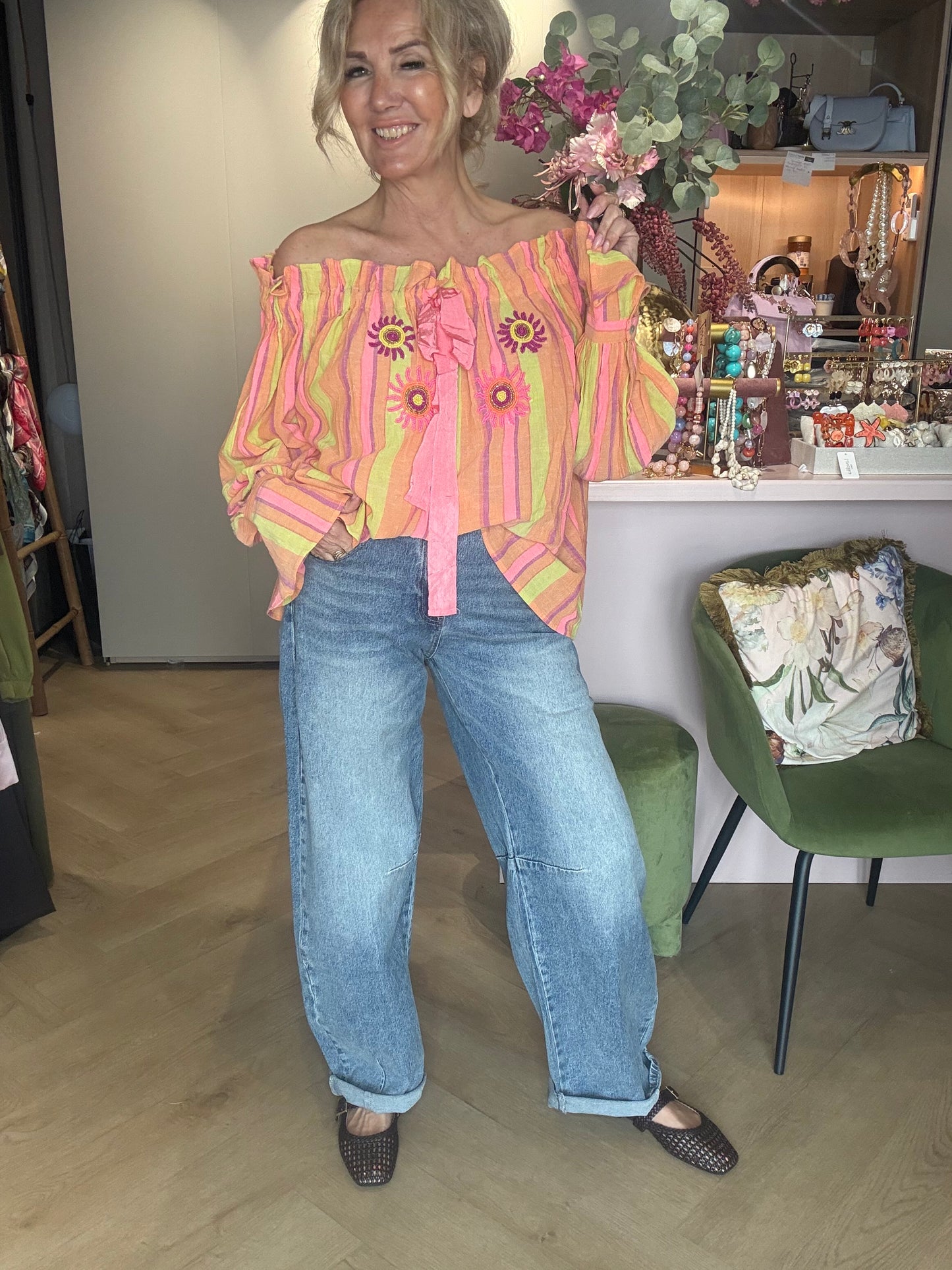 Blouse Off shoulder Orange