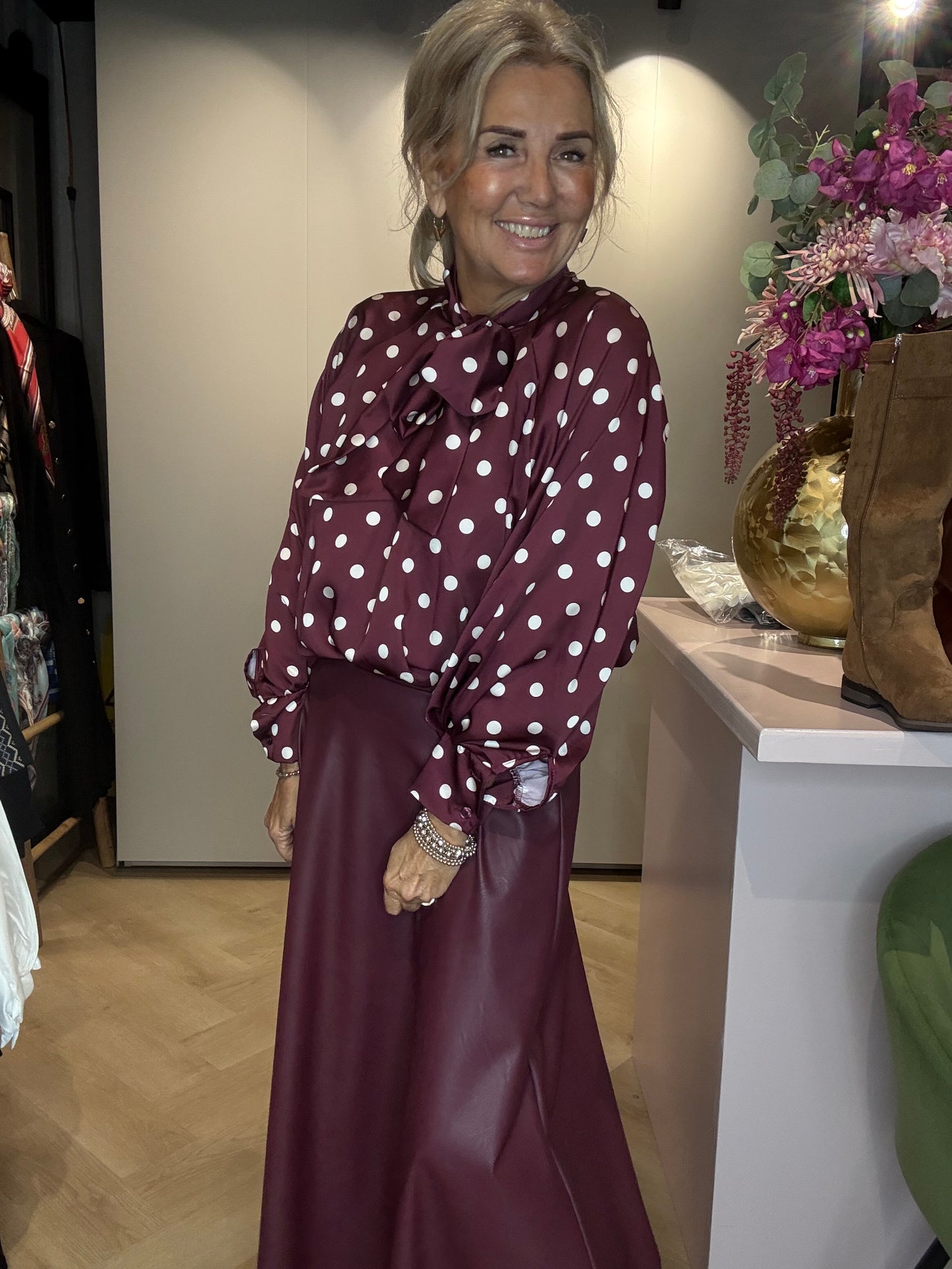 Blouse Polkadot Bordeaux