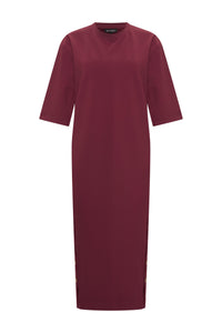 Mi Piace Bonded Travel Jurk Burgundy 202692