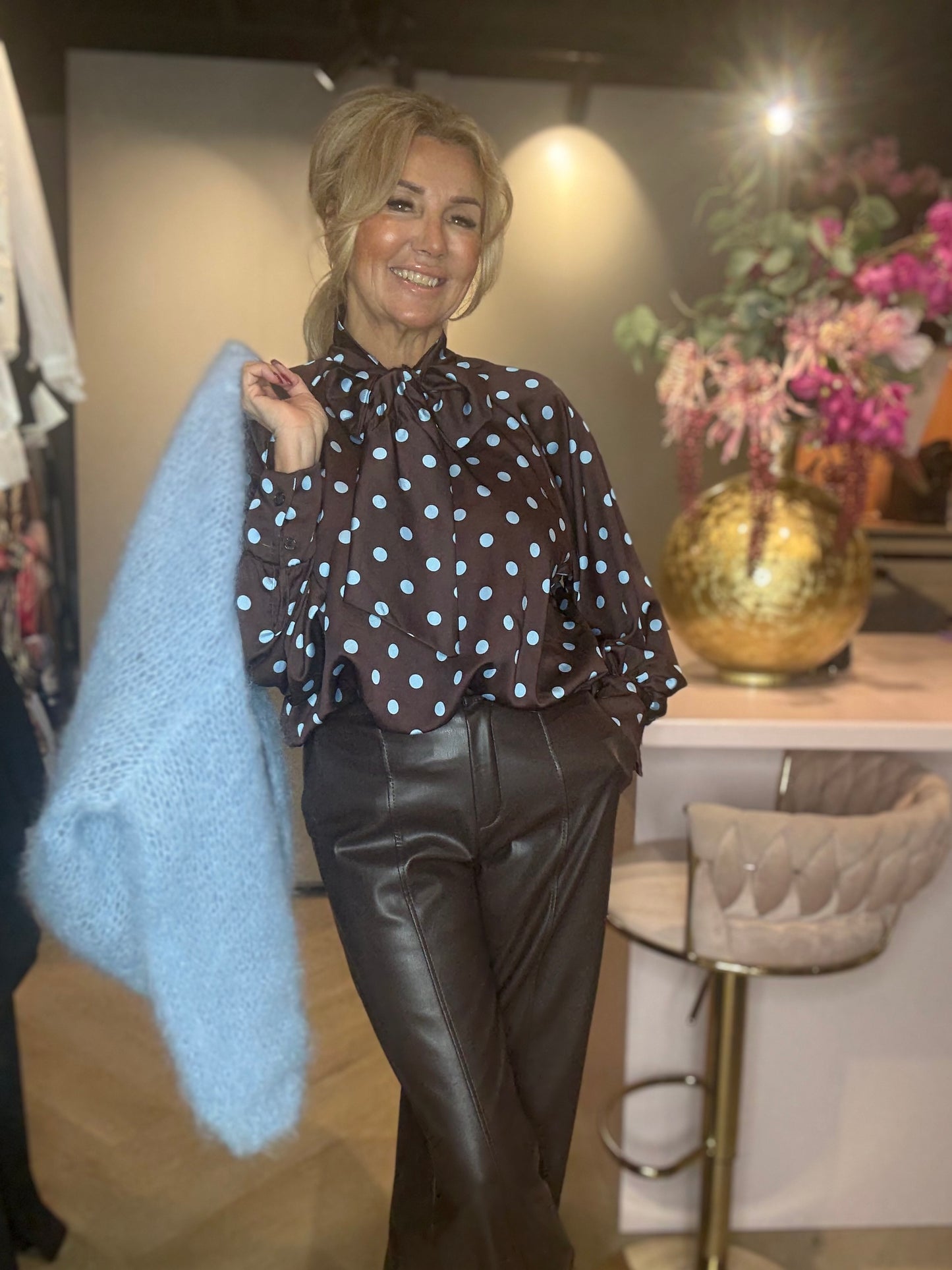 Polkadot Blouse Licht Blauw