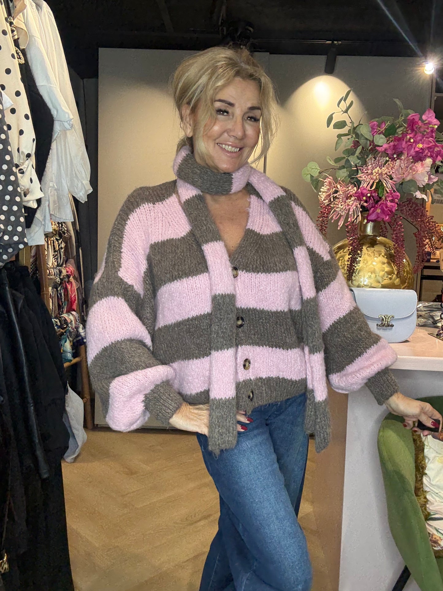 Vest met shawl Rose Taupe