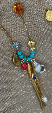 Ketting gold vis turqoise