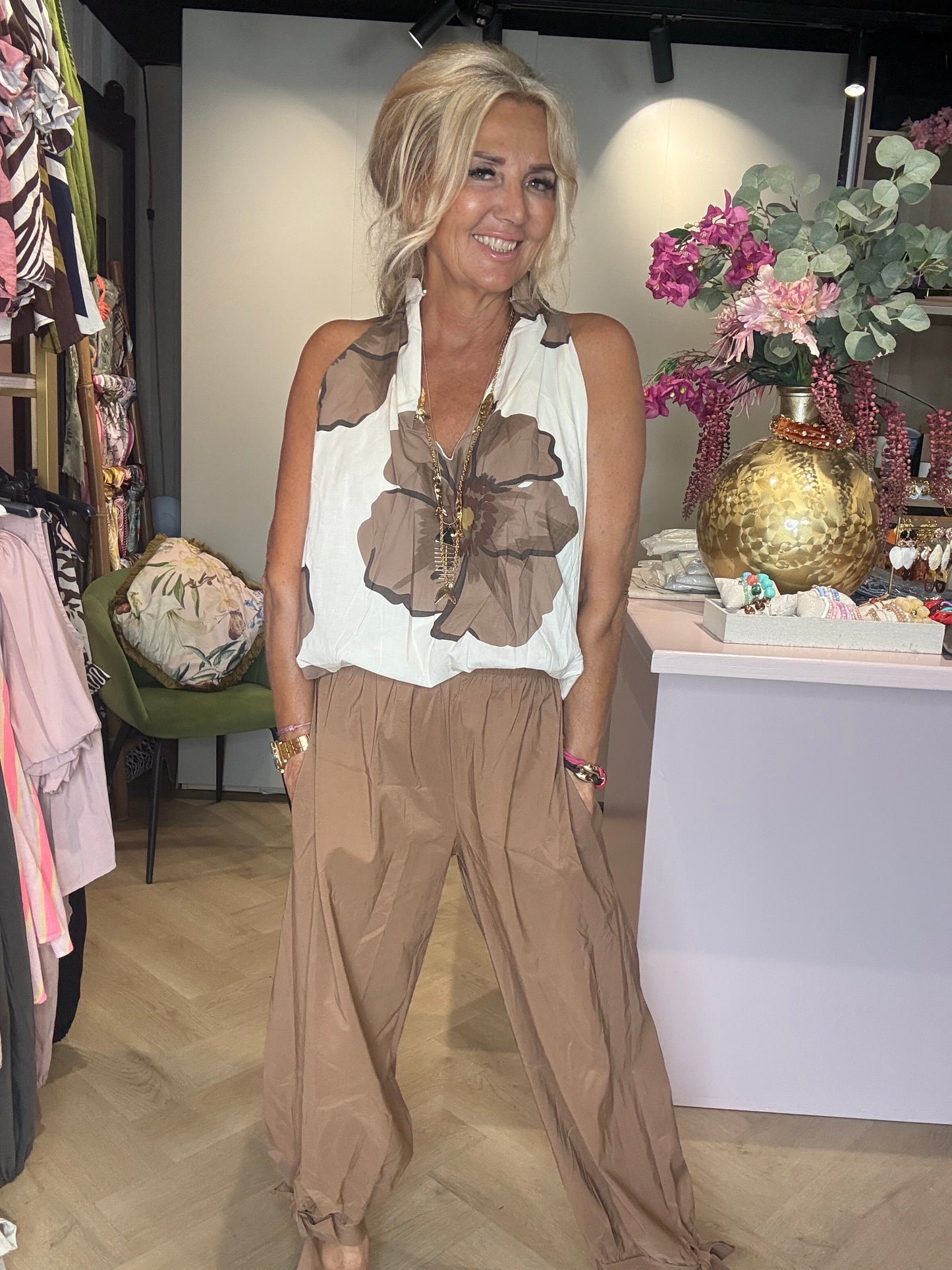 Broek harem strik Camel