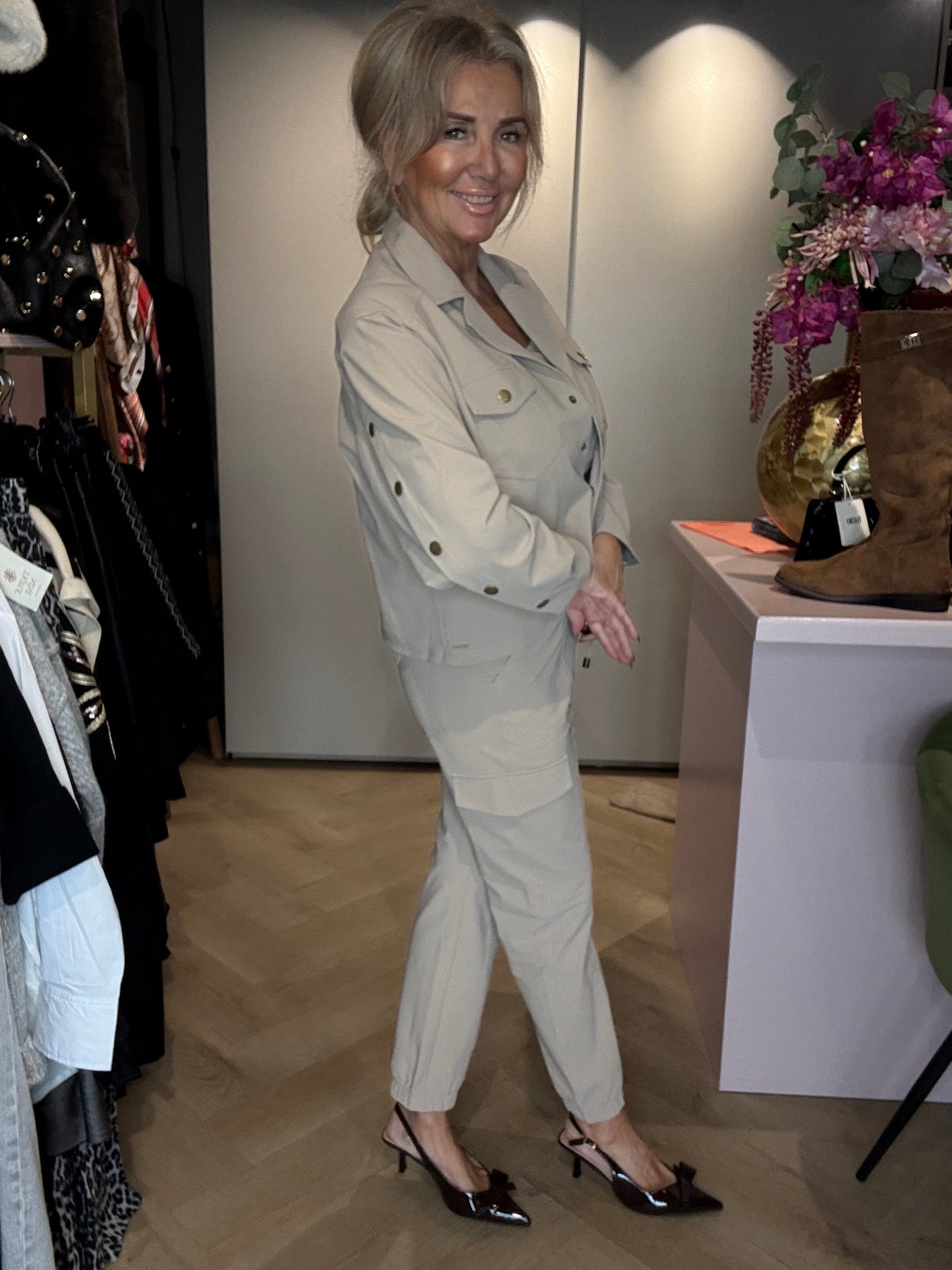 Mi Piace Cargo Trousers Bonded Latte MP 202685