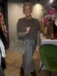 Trui Grof Gebreid Korte Mouw Taupe