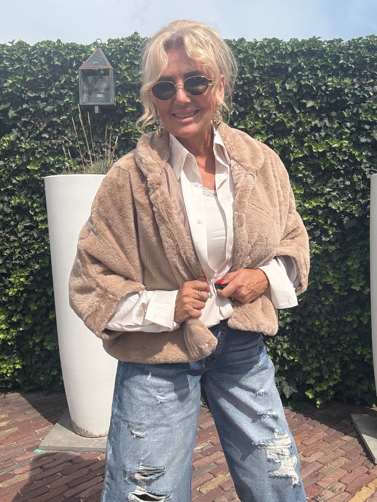 Faux Furr Cape Beige