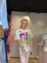 T-Shirt Strass Bloemapplicatie