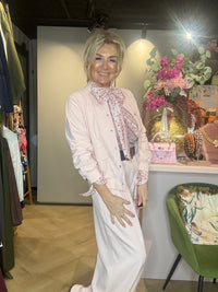 Blouse Rose Bow Camel stip