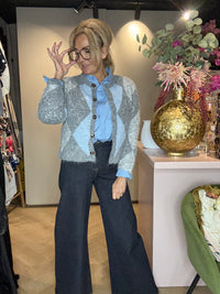 Vest Wiebertje Grijs/ Licht Blauw