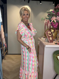 Jurk Soleil Dress Off Wit / Multi color