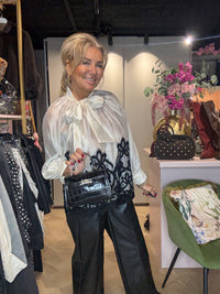 Blouse Bow Crème Zwart kant