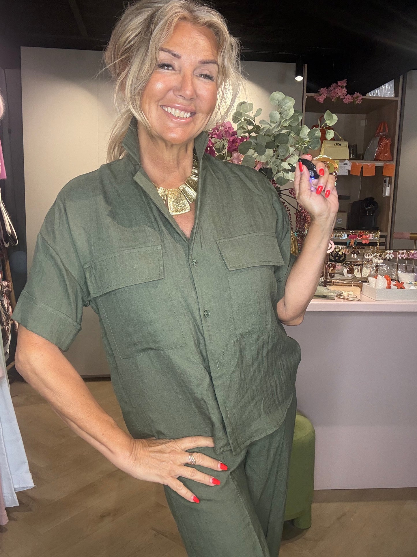 Blouse Groen linnen