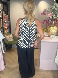 Top halter cebra negro 🦓