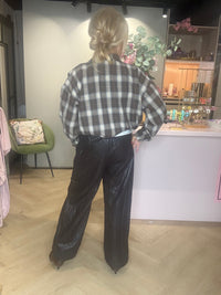 Brown Plaid Flannel Button-Up Jacket