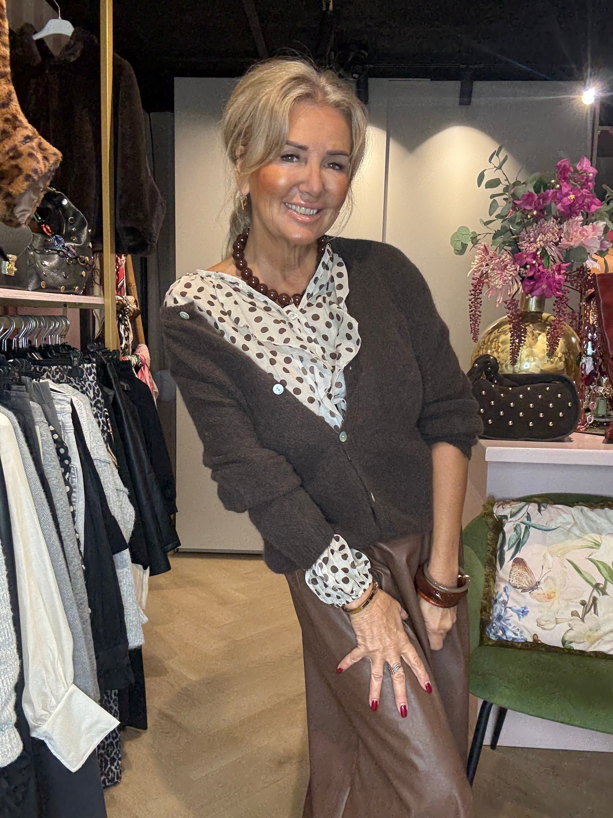 Bruine veagan Leatherlook Rok Plooi