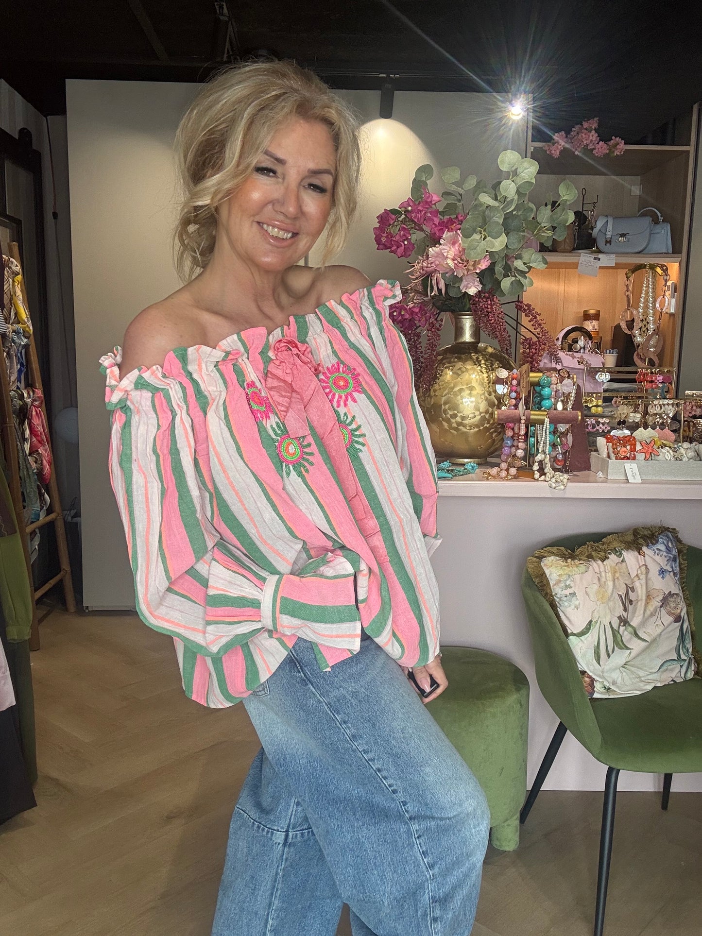 Bluse Sophie Pink Grøn