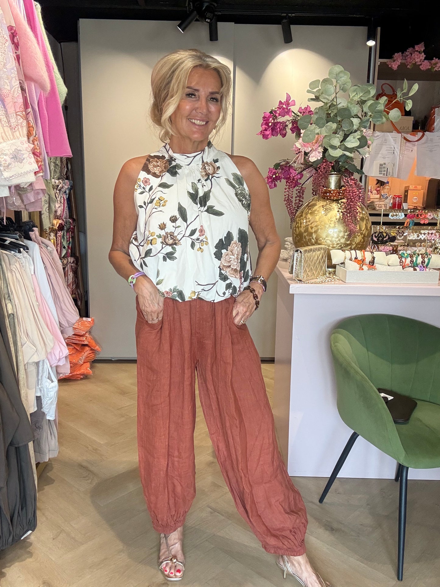 Halter top Flower roest