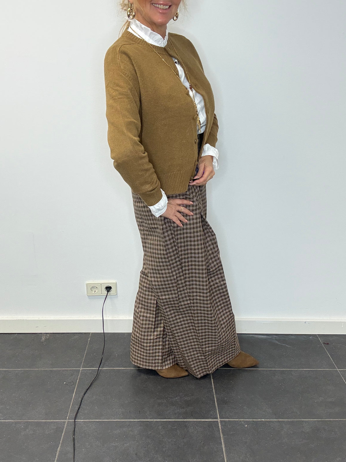 Broek ruitje dubbel plooi