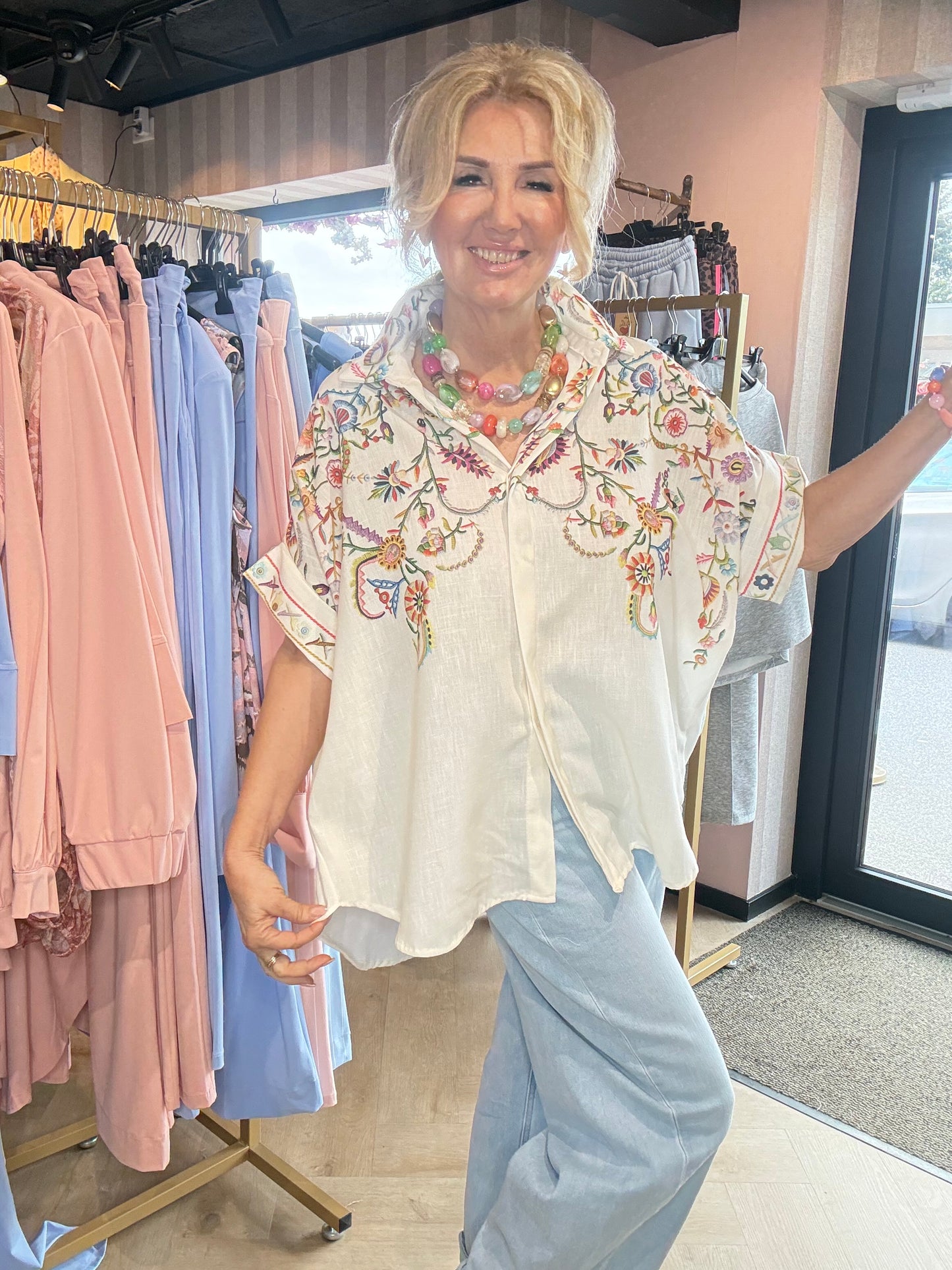 Blusa Sueño Floral Ecru