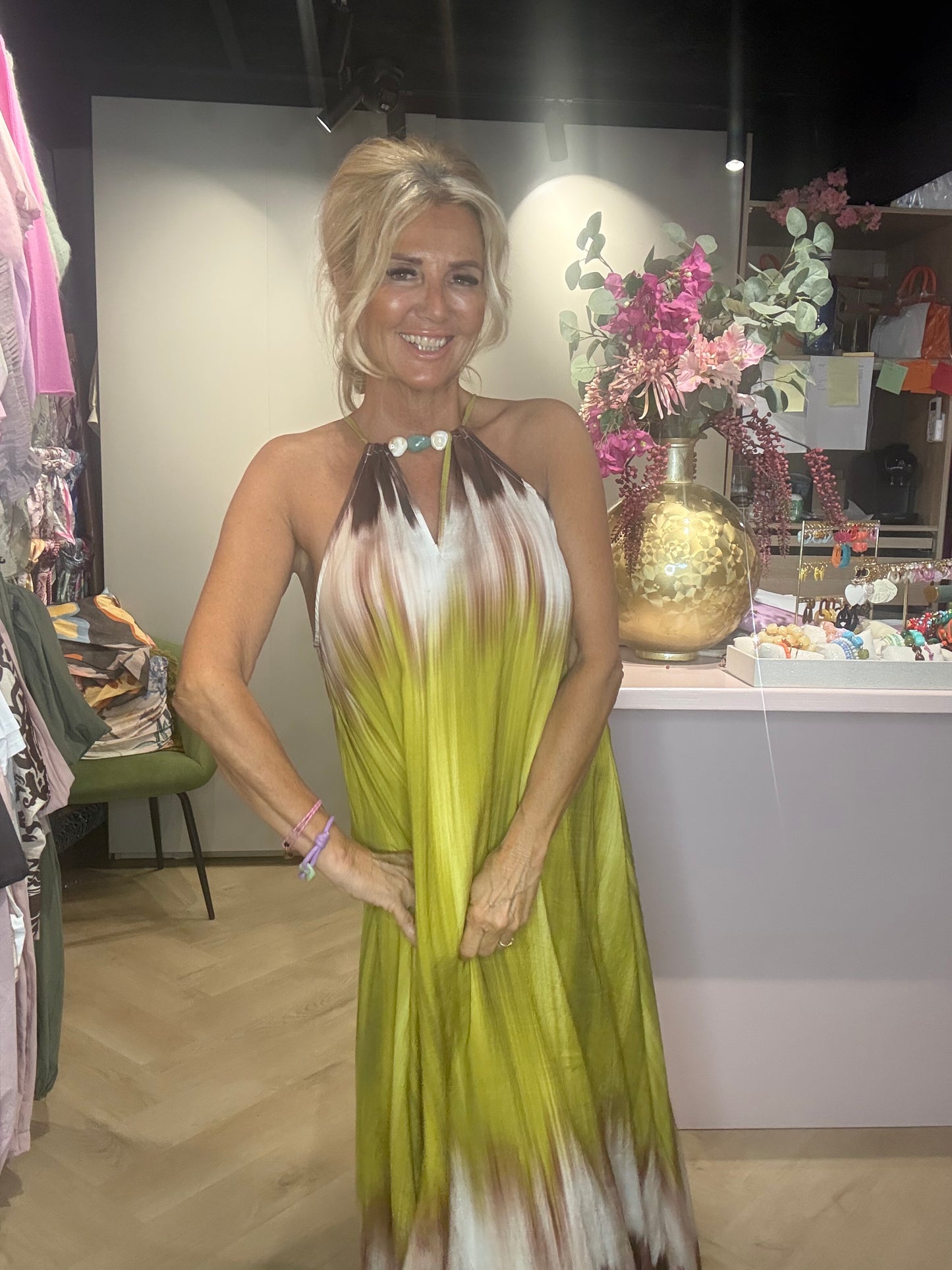Kleid tay- Färben braun pistazie