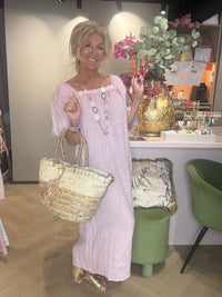 Robe en lin rose