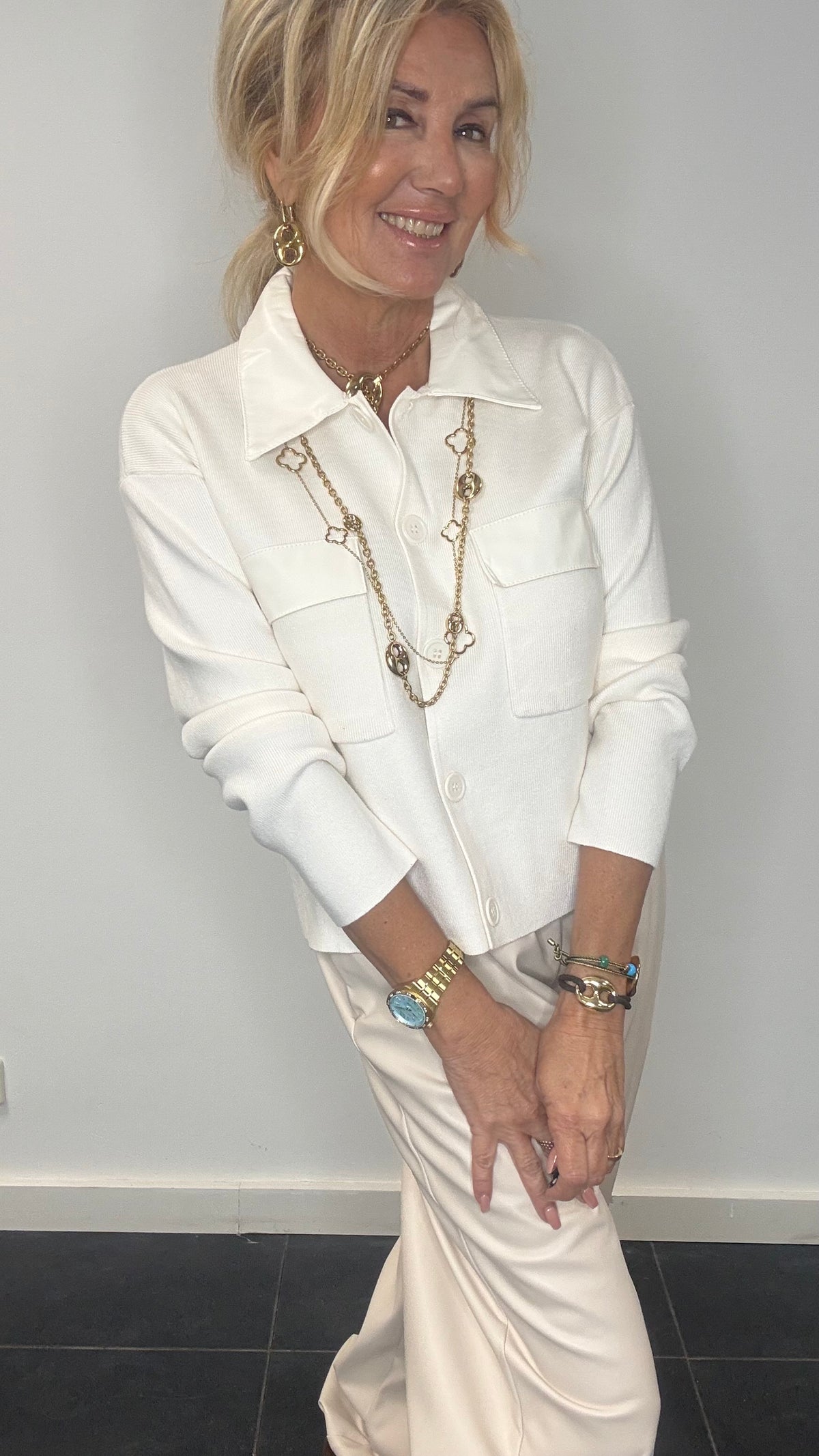 Vest in Off White with Puh details