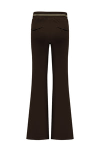 Triple Nine Broek BR2304 Flared with cold Rib Belt Dark Brown
