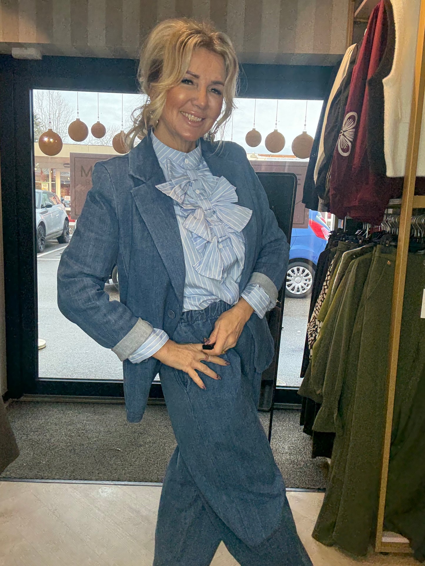 Bluse Triple Sløjfer Stribet